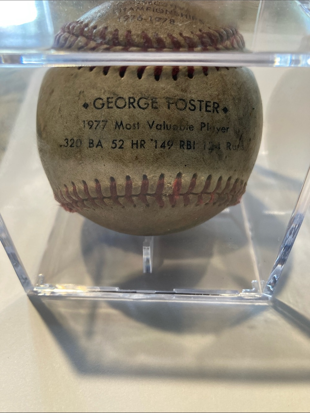 George Foster Commemorative Baseball - Vintage White Baseball with Red Stitching